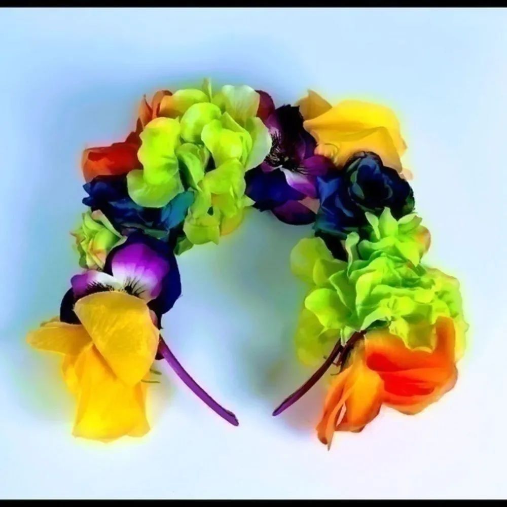Stunning Handmade Colorful Flower Crown - Picture 2 of 5